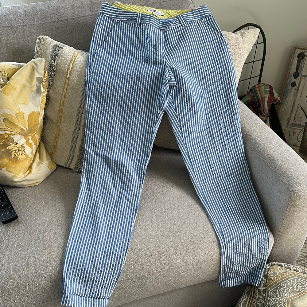 Blue Striped Women's Seersucker Pants